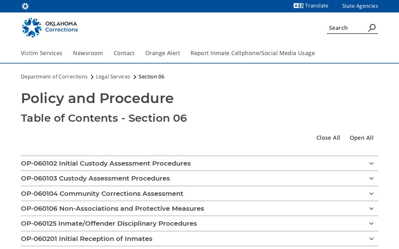 Atoka County projected release date form listed by ODOC