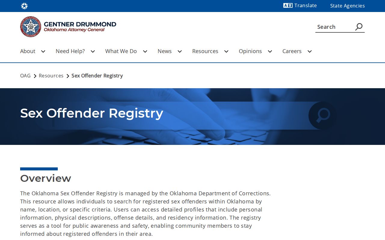 Official Oklahoma guidance on registry photos and Atoka County mugshot scope